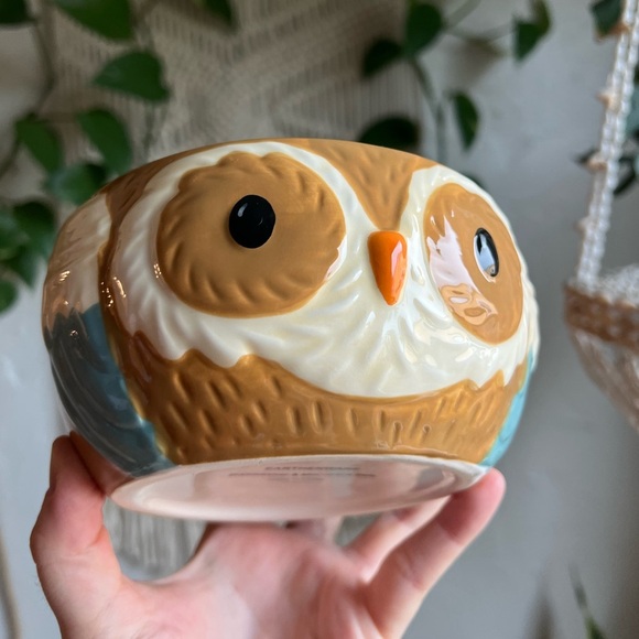 Owl Shaped Ceramic Bowl Earthenware Soup Cereal Bowl Boho Woodland Kitchen Decor - Picture 11 of 11